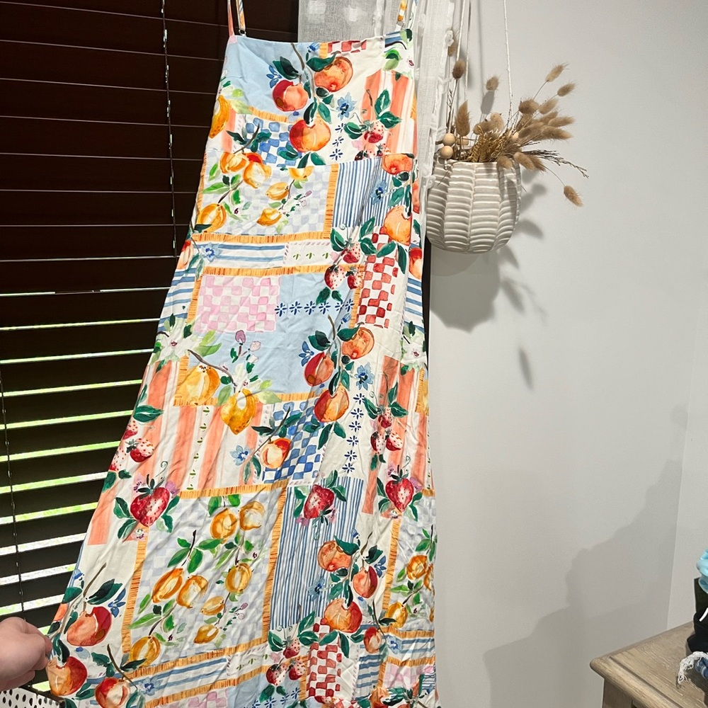 Anthropologie Colorful Fruit Patchwork Maxi Dress
